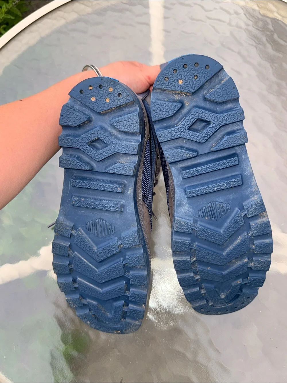 Palladium Gray and Blue Waterproof Hiking Boots